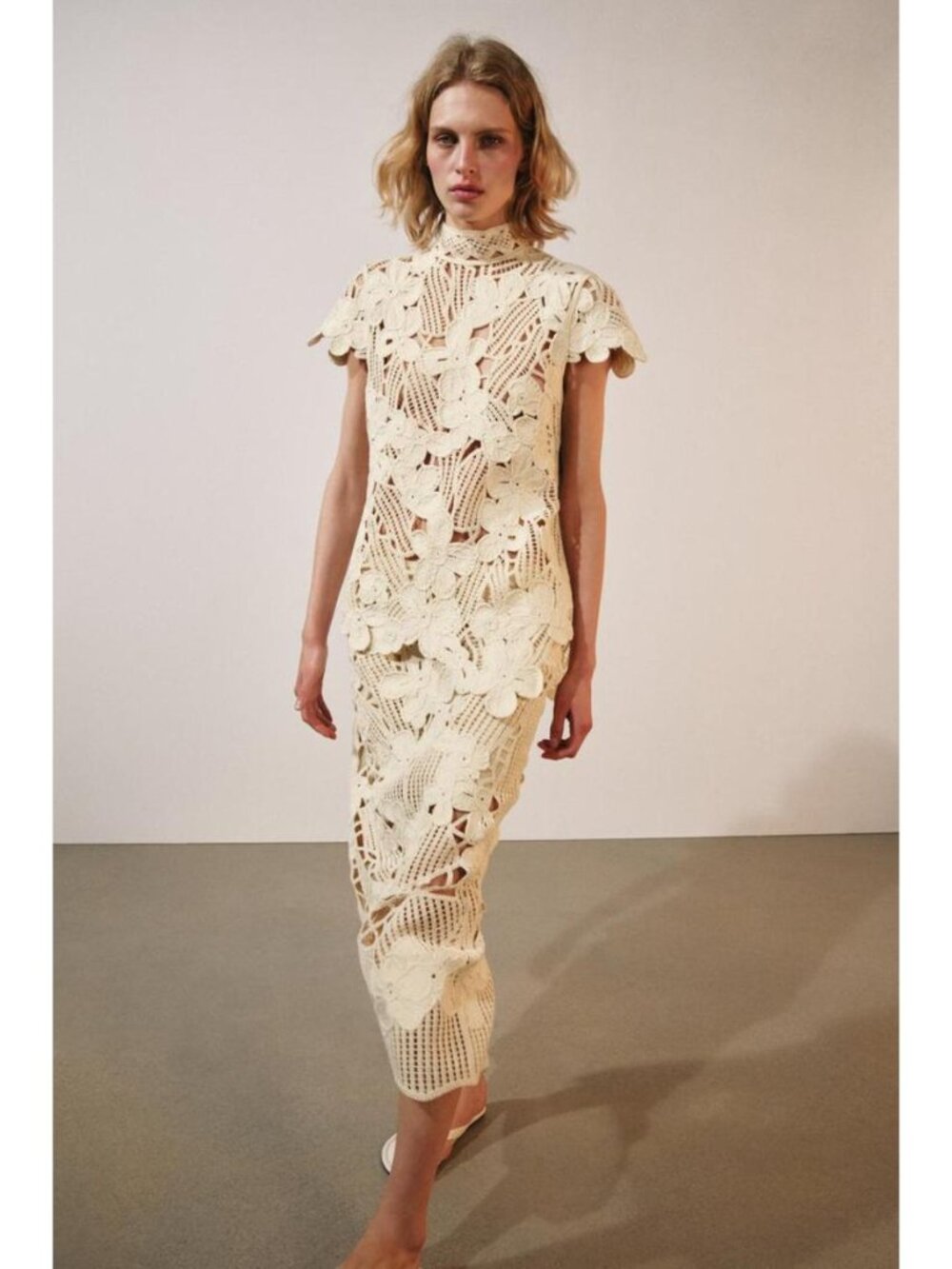 ZARA ZW COLLECTION CROCHET MIDI SKIRT - Picture 2 of 8